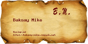 Baksay Mike névjegykártya